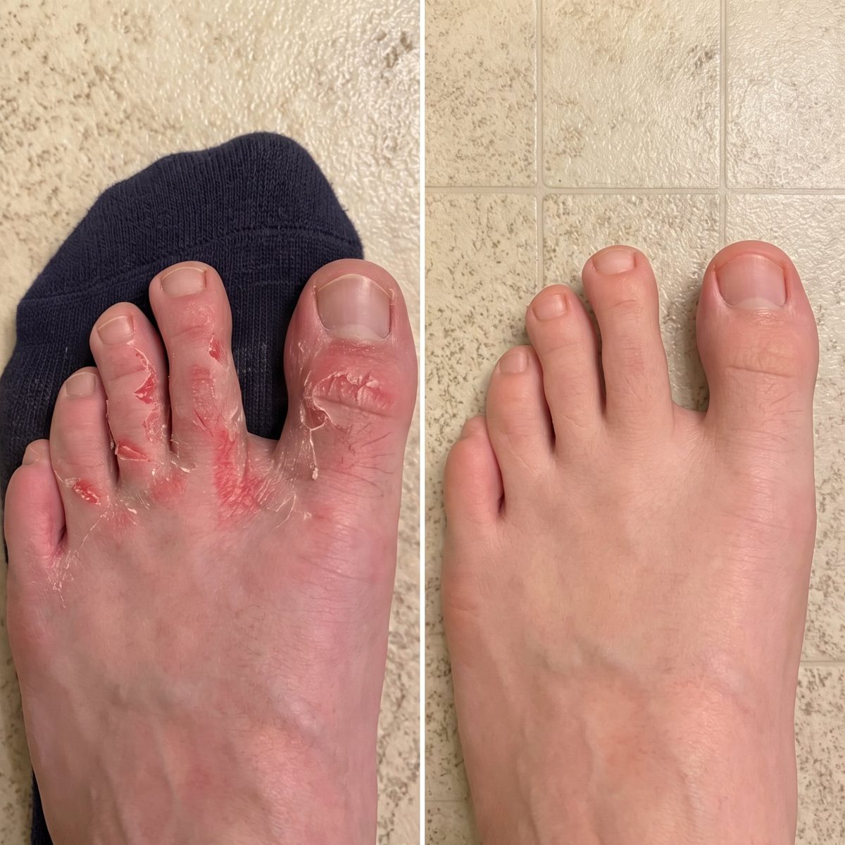 Athlete's foot — treated with Tinebar antifungal soap