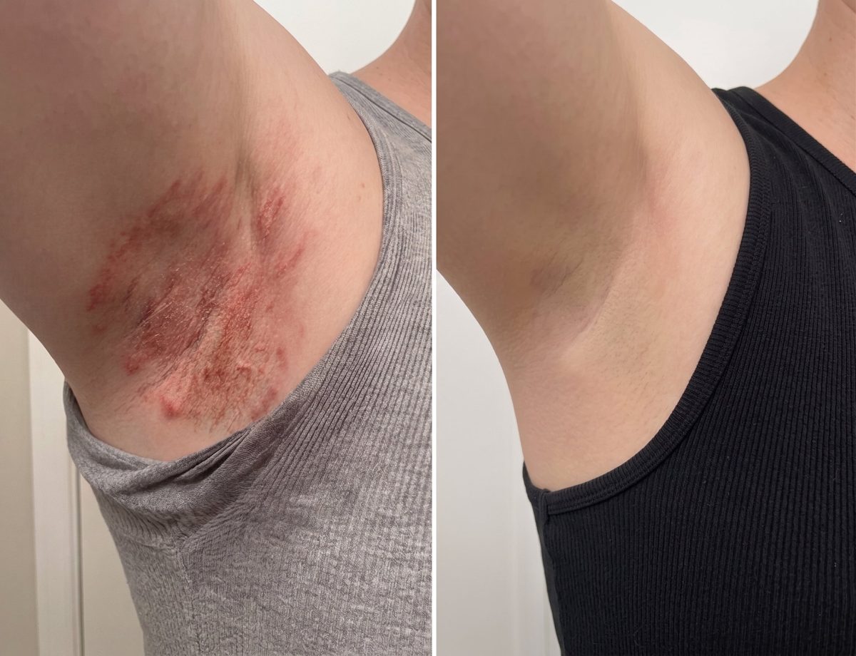 Sweat &amp; skin-fold rash — treated with Tinebar antifungal soap